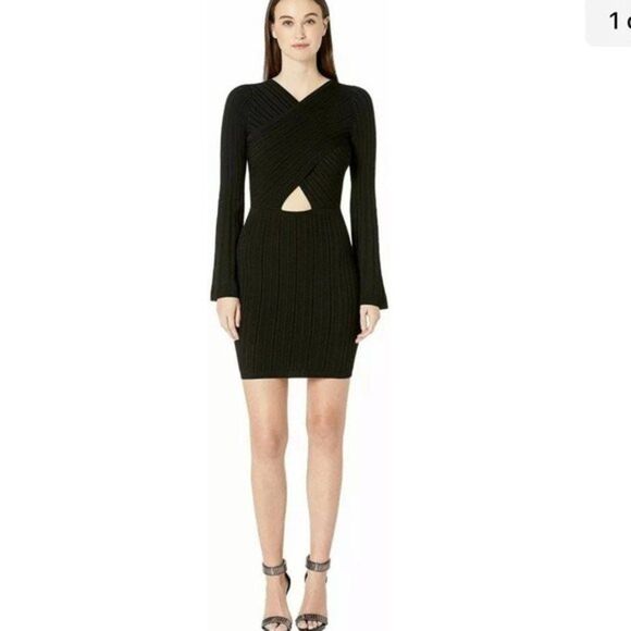Cushnie Knit Mini Dress With Flare Sleeves and Black Size Small - Picture 2 of 13